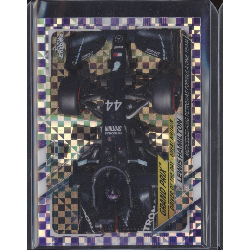 Lewis Hamilton 2021 Topps Chrome Formula One 166 Purple Checker Flag 115/199