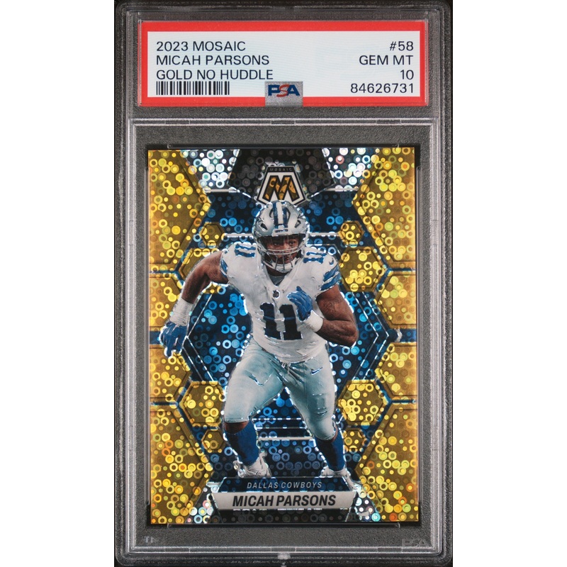 MICAH PARSONS | 2023 PANINI MOSAIC 58 | GOLD NO HUDDLE | PSA GEM MT 10