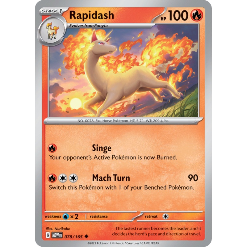 Rapidash – 078/165 – Reverse Holofoil Near Mint Reverse Holofoil
