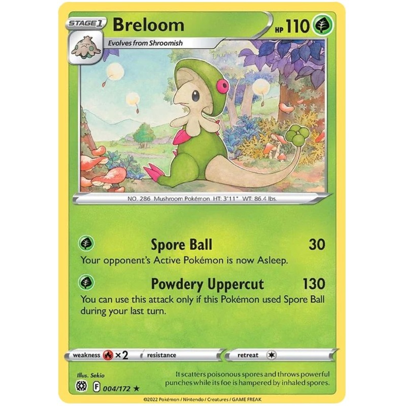 Breloom 004/172 Rare Pokemon Card (SWSH Brilliant Stars)