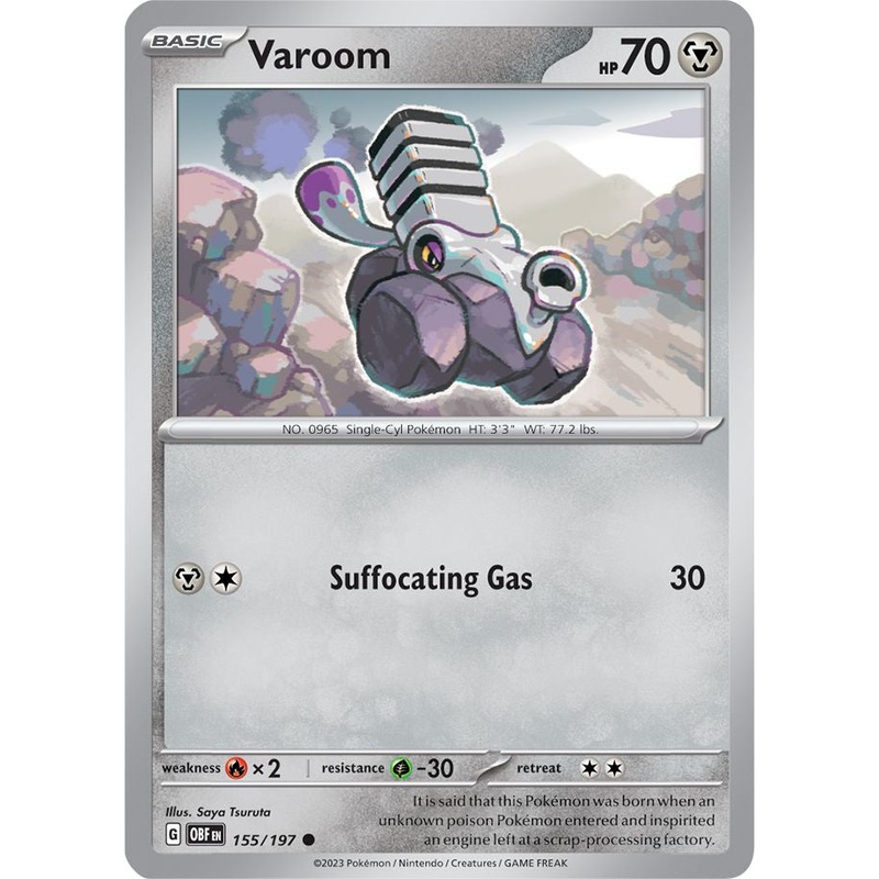 Varoom 155/197 Common Reverse Holo Pokemon Card (SV Obsidian Flames)