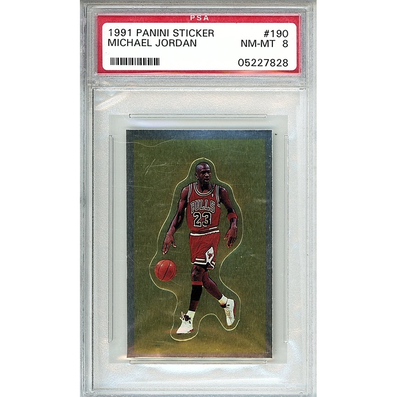 1991 PANINI STICKER #190 MICHAEL JORDAN FOIL PSA 8