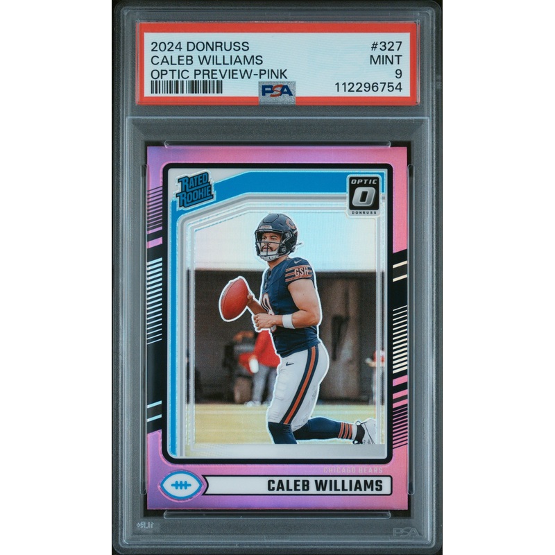 CALEB WILLIAMS | 2024 PANINI DONRUSS 327 | OPTIC PREVIEW-PINK | PSA MINT 9