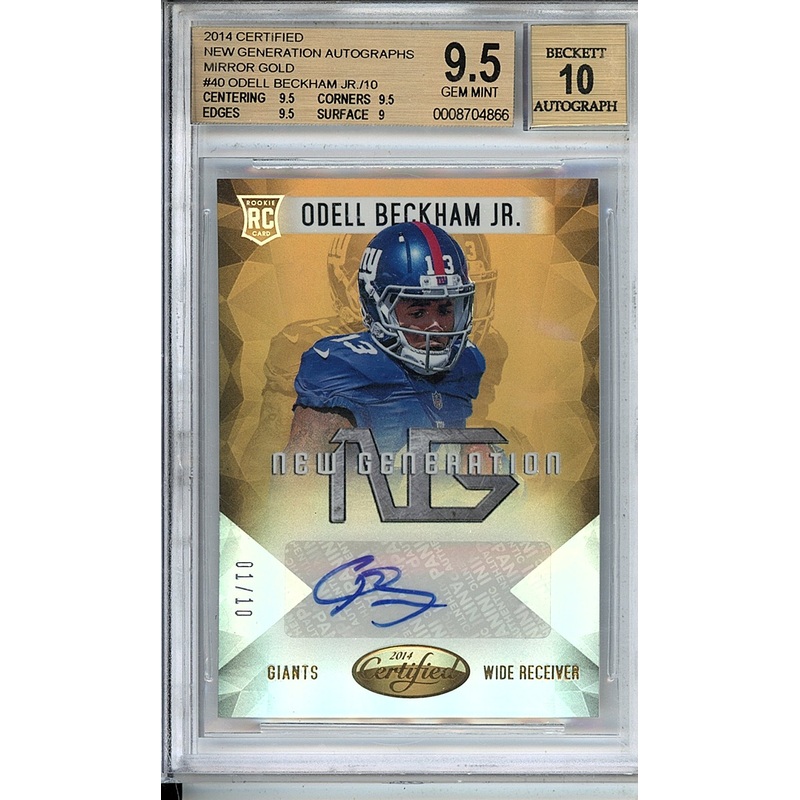 2014 Certified New Generation Autographs Mirror Gold Odell Beckham Jr./10 BGS 9.5