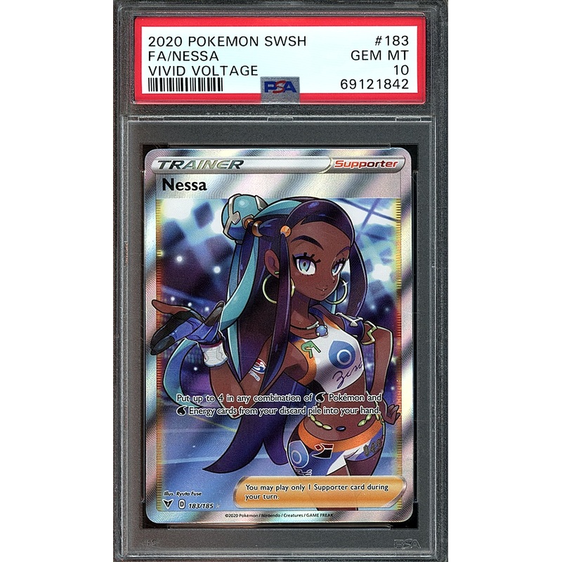 2020 POKEMON SWORD & SHIELD VIVID VOLTAGE FA/NESSA VIVID VOLTAGE #183 PSA GEM MT 10
