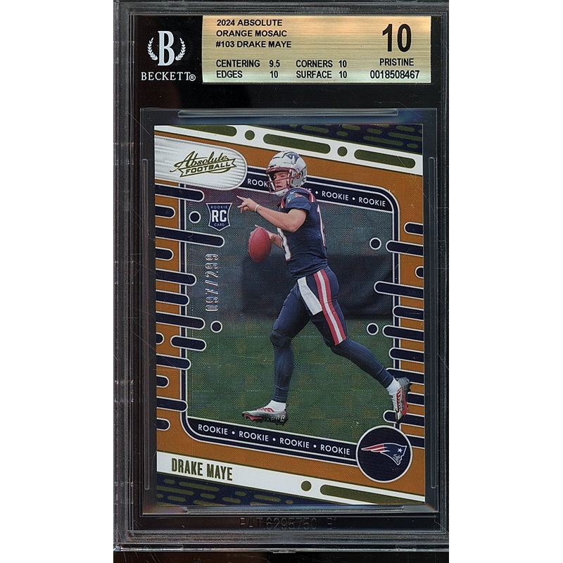 2024 Absolute Orange Mosaic Drake Maye BGS 10