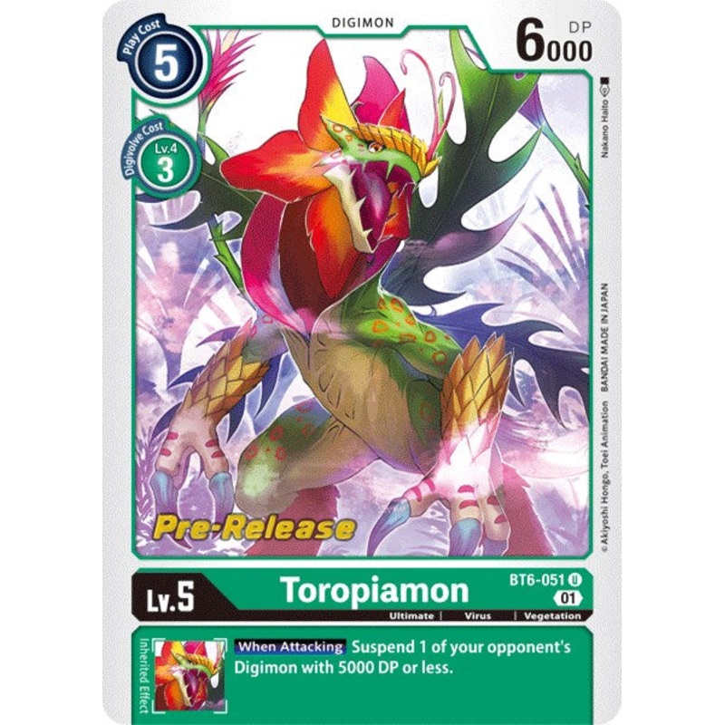 Toropiamon [BT6-051] [Double Diamond Pre-Release Cards] Foil