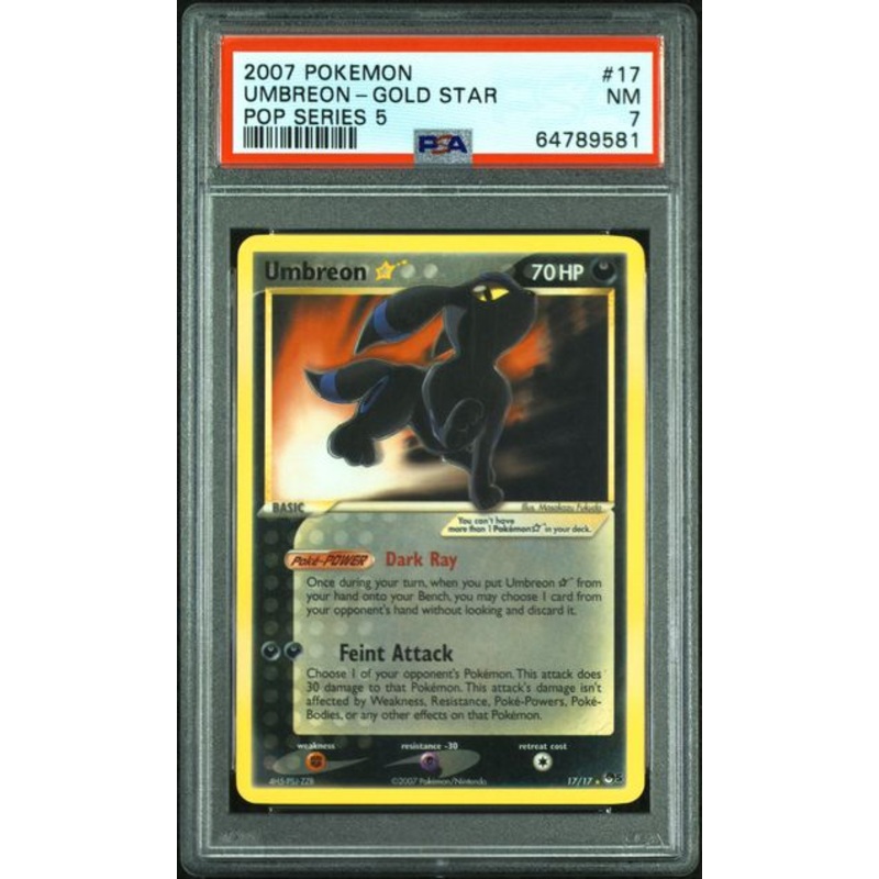 2007 POKEMON POP SERIES 5 UMBREON-GOLD STAR POP SERIES 5 #17 PSA NM 7
