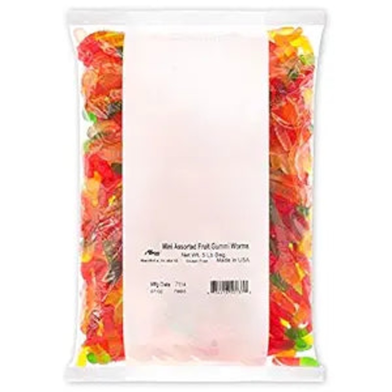 Albanese Gummy Worms Large Assorted Fruit 5lb Bulk Bag (SNG4)