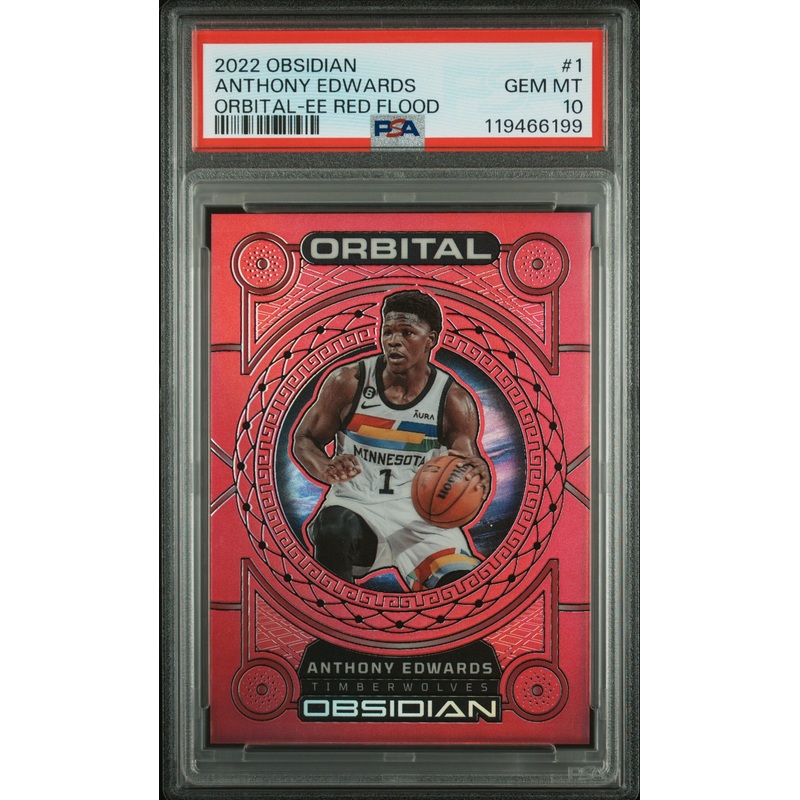 ANTHONY EDWARDS | 2022 PANINI OBSIDIAN ORBITAL 1 | ORBITAL-EE RED FLOOD | PSA GEM MT 10