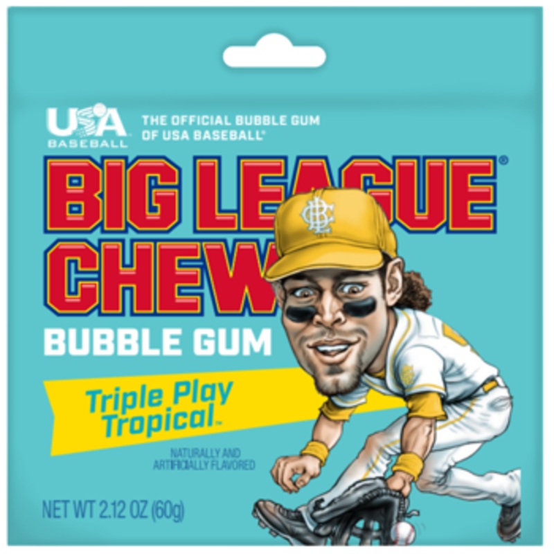 Big League Chew Tropical Gum 2.12oz Pouch Single