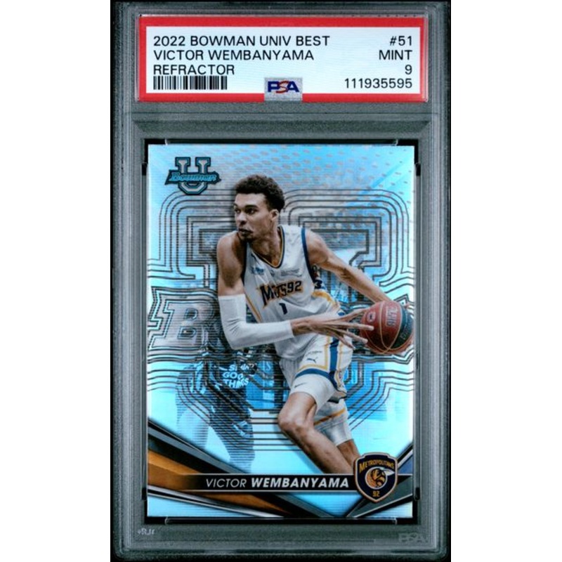 VICTOR WEMBANYAMA | 2022 BOWMAN UNIVERSITY BEST 51 | REFRACTOR | PSA MINT 9