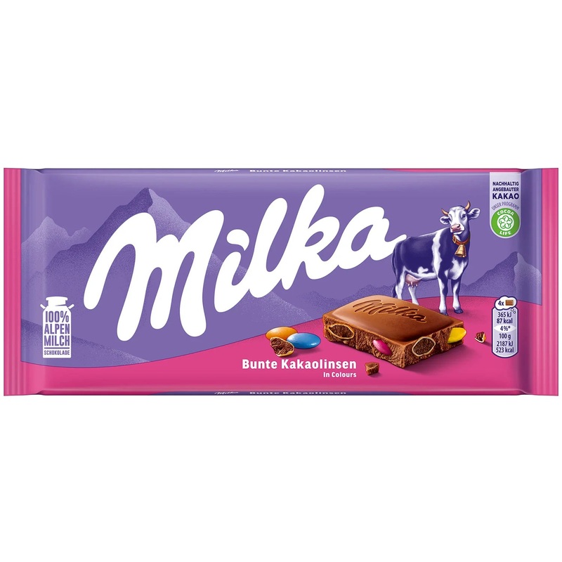 Milka Chocolate Bunte Kakaolinsen 100g Single
