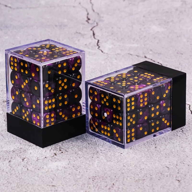 (Purple/Black) 12mm D6 block of 36 dice
