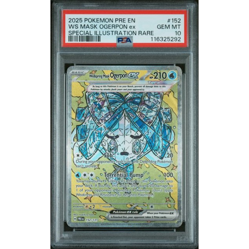 2025 POKEMON PRE EN-PRISMATIC EVOLUTIONS WS MASK OGERPON ex SPECIAL ILLUSTRATION RARE #152 PSA GEM MT 10