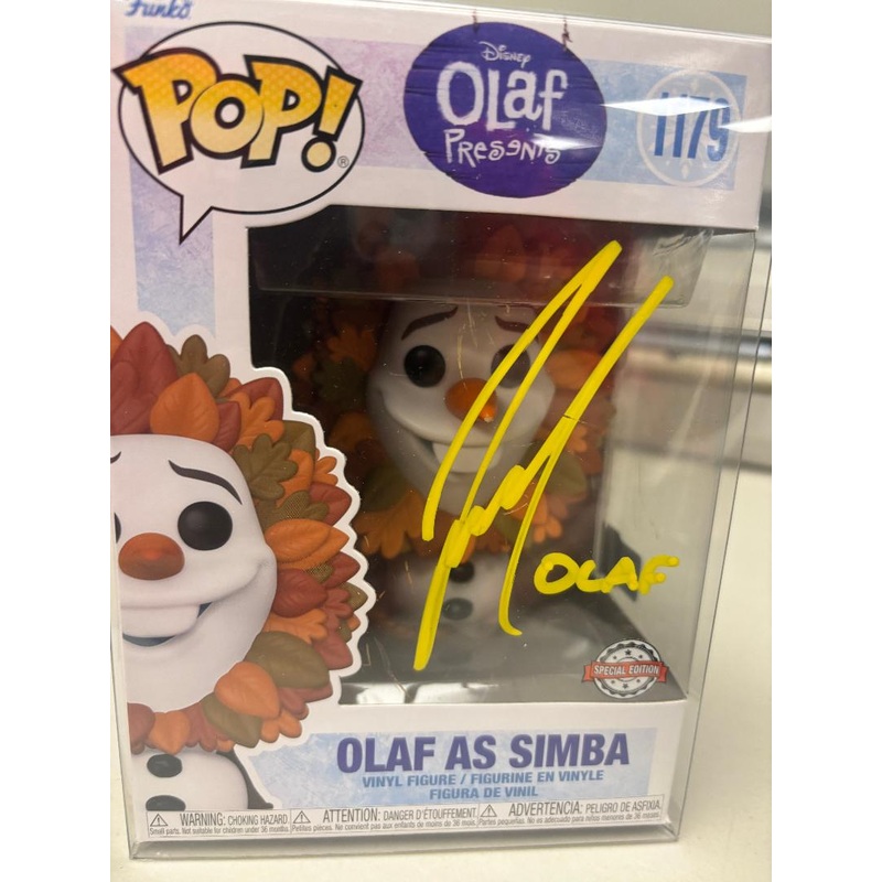 [OC Celebrity Marketing] Signed By Josh Gad Funko Pop Disney: Olaf’s Presents – Olaf As Simba (Special Edition) #1179 (Cert # OC55692)