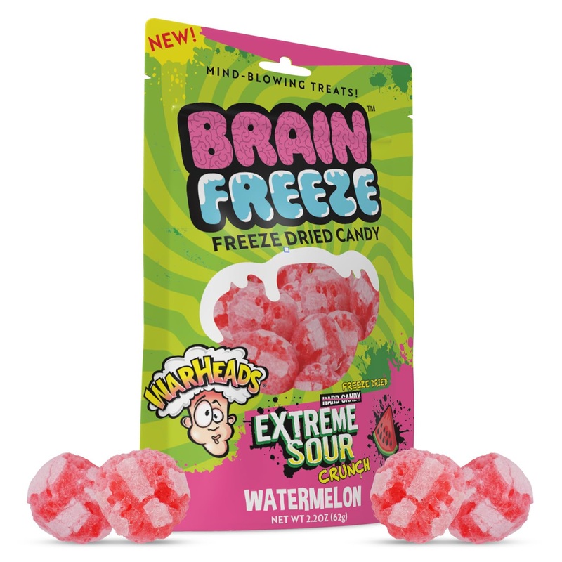 Warheads Brain Freeze Watermelon – Freeze Dried Candy – 2.2oz Peg Bag (SNG12)