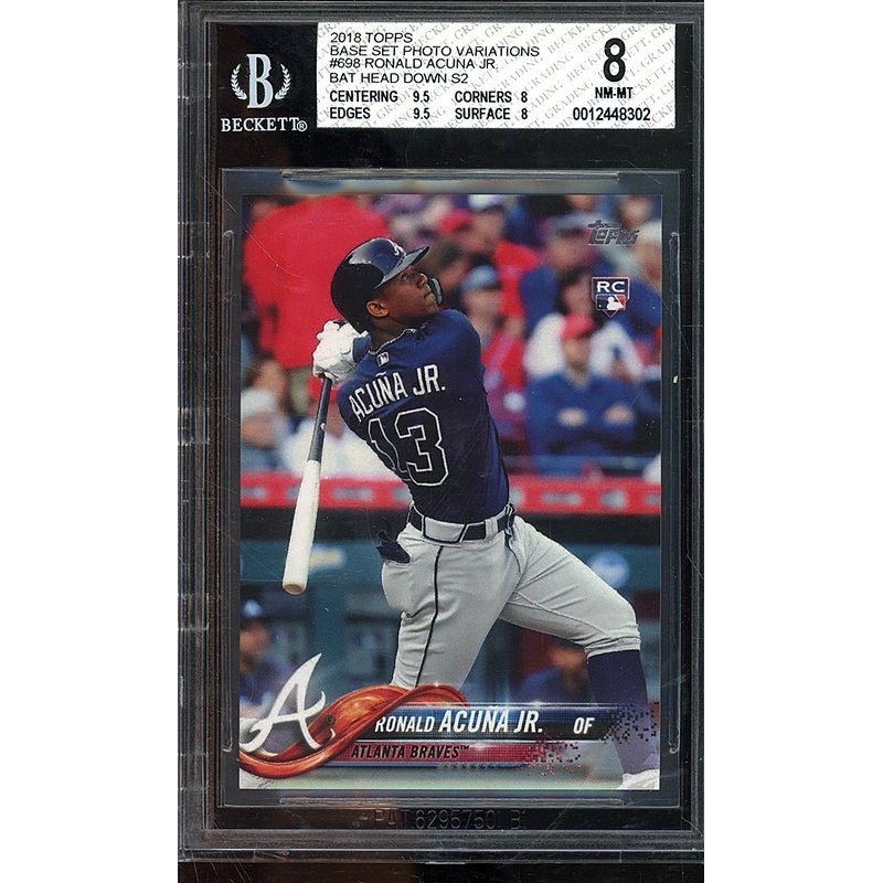 2018 TOPPS RONALD ACUNA JR #698 BAT HEAD DOWN BGS 8
