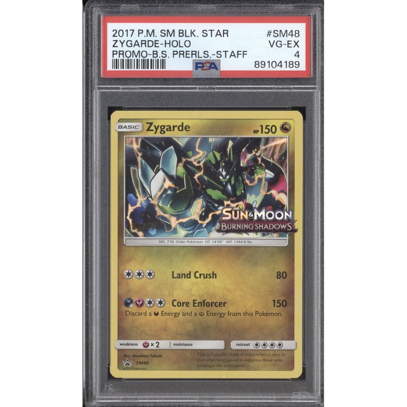 Zygarde 2017 Pokemon Sun & Moon SM48 Burning Shadows Prerelease Staff PSA 4