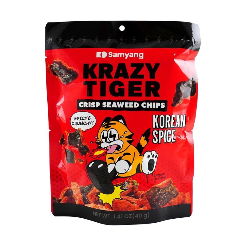 Krazy Tiger Crisp Seaweed Chips Korean Spice Flavor Peg Bag – 1.41oz (SNG1)