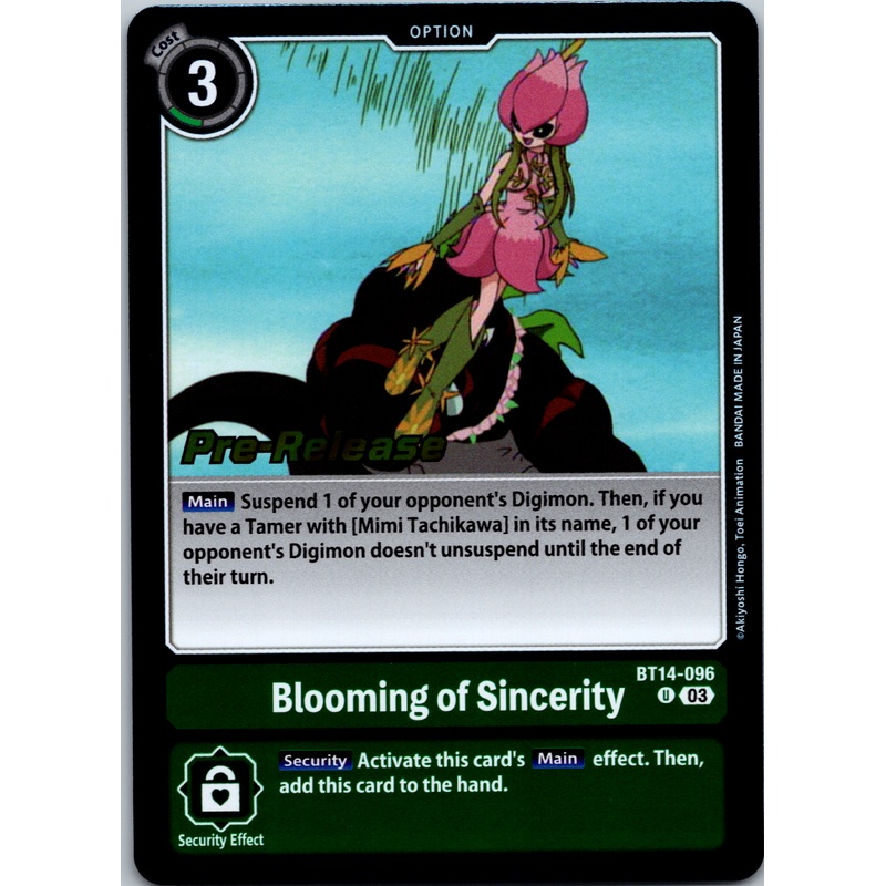 Blooming of Sincerity [BT14-096] [Blast Ace Pre-Release Cards] Foil