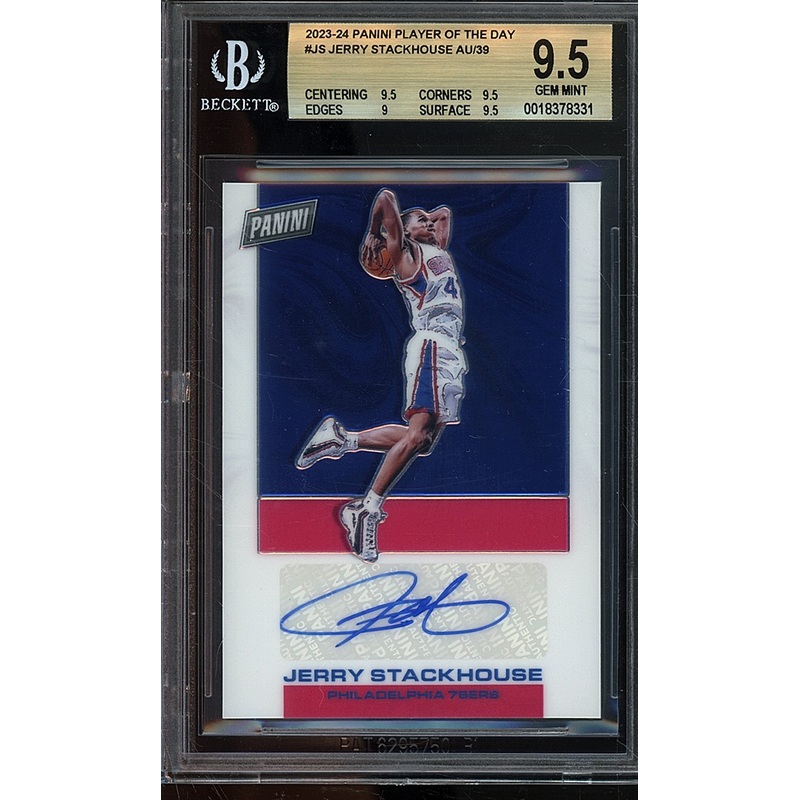 2023-24 Panini Player of the Day Autographs Jerry Stackhouse AU/39 bgs 9.5