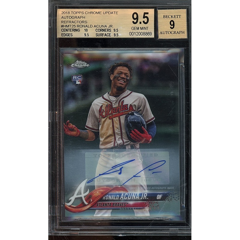 2018 TOPPS CHROME UPDATE RONALD ACUNA JR #HMT25 REFRACTOR AUTO BGS 9.5/9