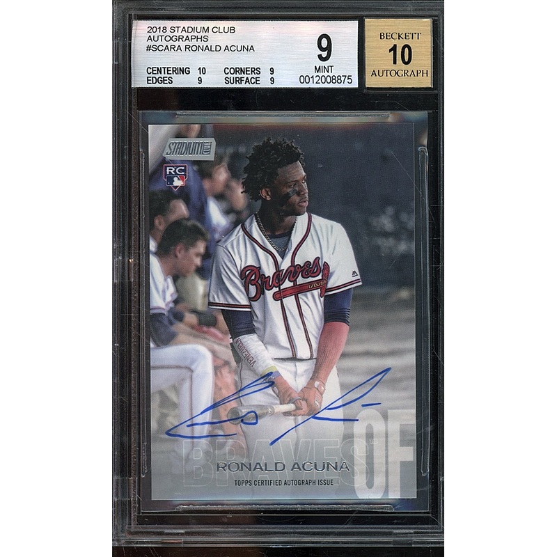 2018 STADIUM CLUB RONALD ACUNA JR #SCARA AUTO BGS 9/10