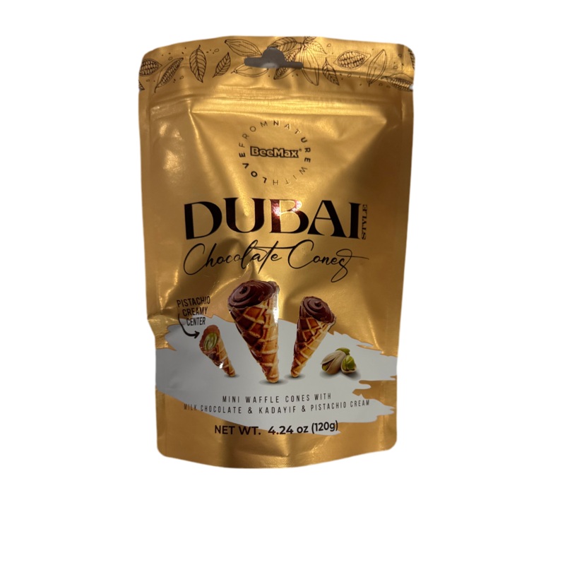 Dubai Milk Chocolate & Pistachio Cream Cones Peg Bag – 4.24oz (SNG12)