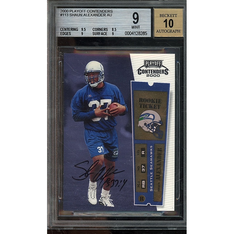 2000 Playoff Contenders Shaun Alexander AU BGS 9