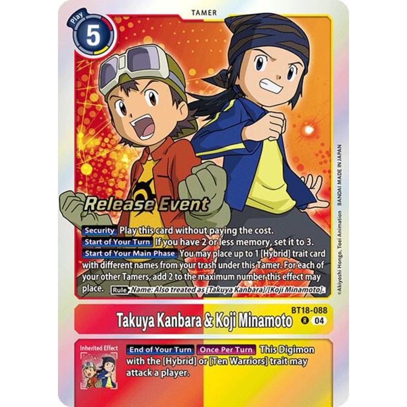 Takuya Kanbara & Koji Minamoto [BT18-088 R] [Release Special Booster 2.0 Celebration Event Cards] Foil Near Mint