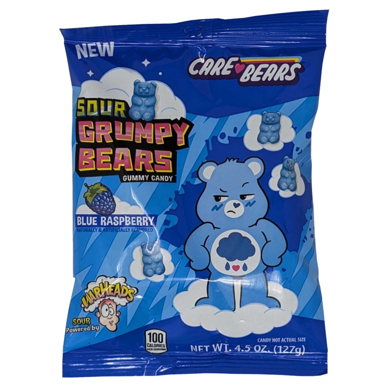 Warheads Care Bears Sour Grumpy Bears 4.5oz Peg Bag (SNG12)