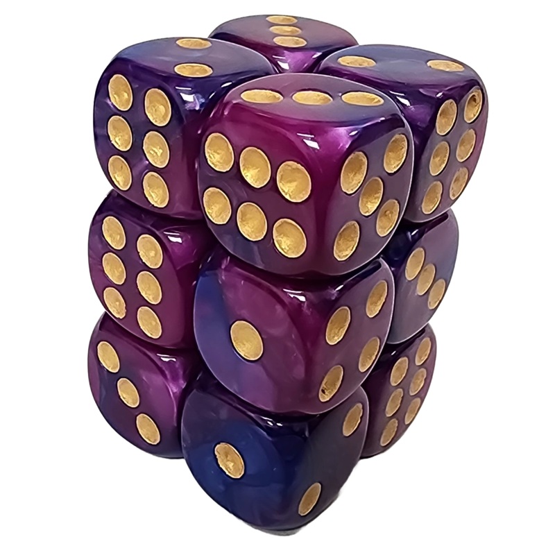 Blue+Purple 16mm D6 block of 12 dice
