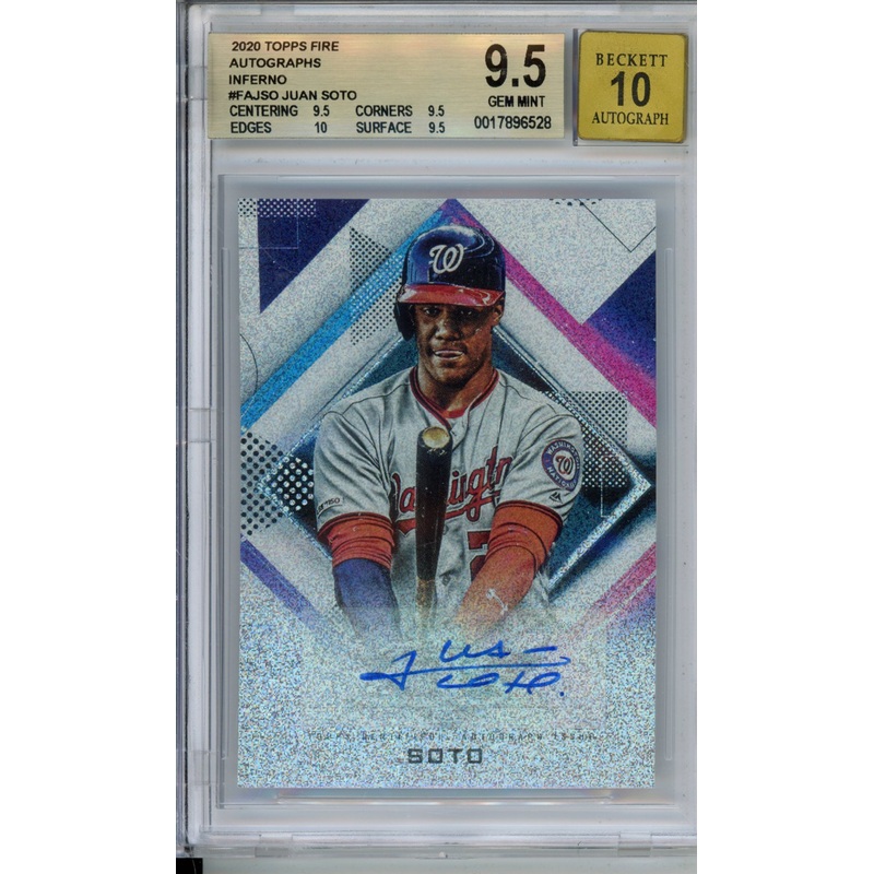 2020 Topps FIRE Juan Soto Inferno Autographs 1/1 #FAJSO BGS 9.5 AUTO 10