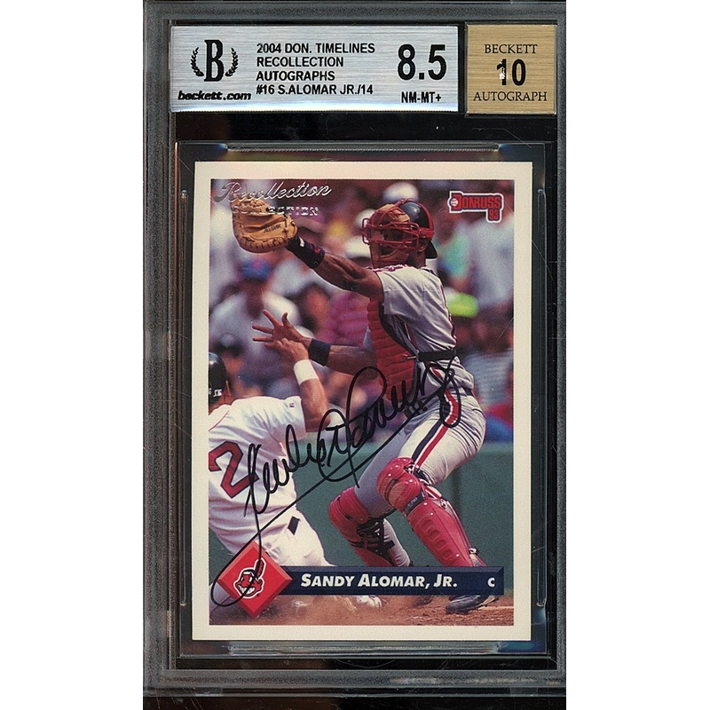 2004 Donruss Timelines Recollection Autographs Sandy Alomar Jr. 93 Black/14 BGS 8.5