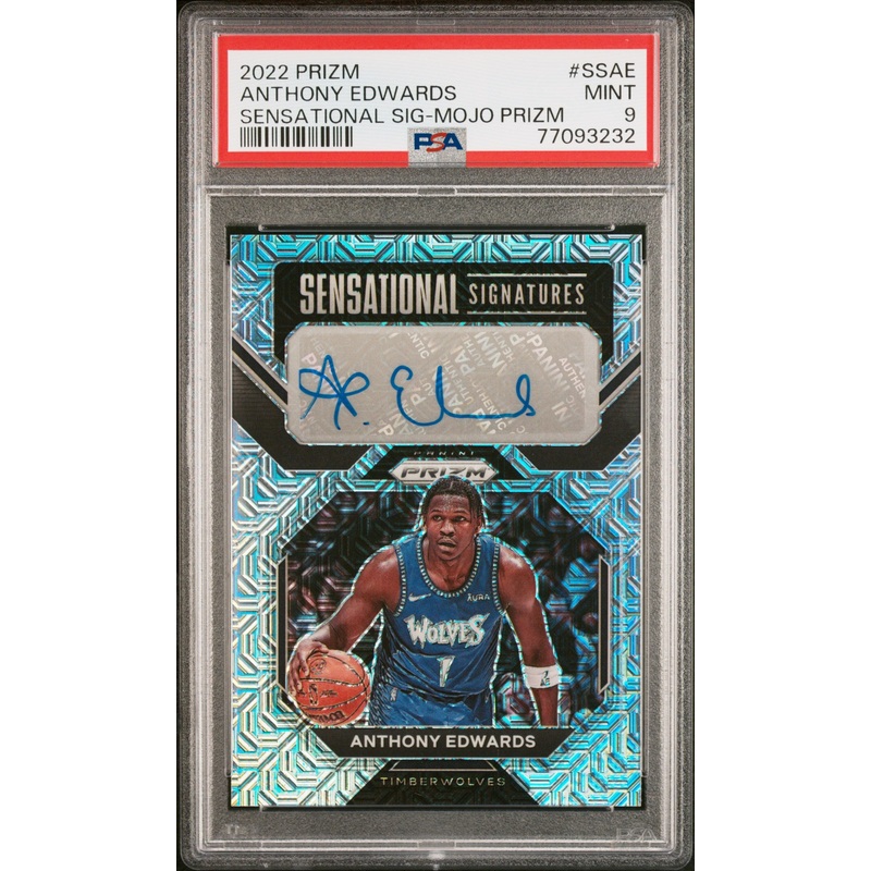 ANTHONY EDWARDS | 2022 PANINI PRIZM SENSATIONAL SIGNATURES SSAE | SENSATIONAL SIG-MOJO PRIZM | PSA MINT 9