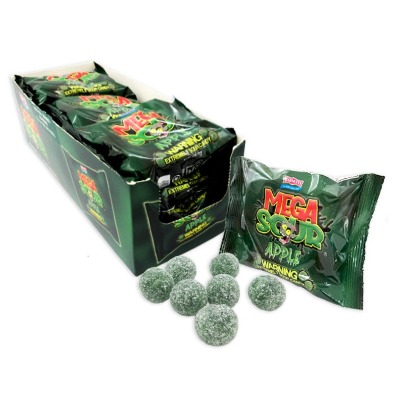 Mega Sour Fruit Candy 3.7oz Pouch – Green Apple Single