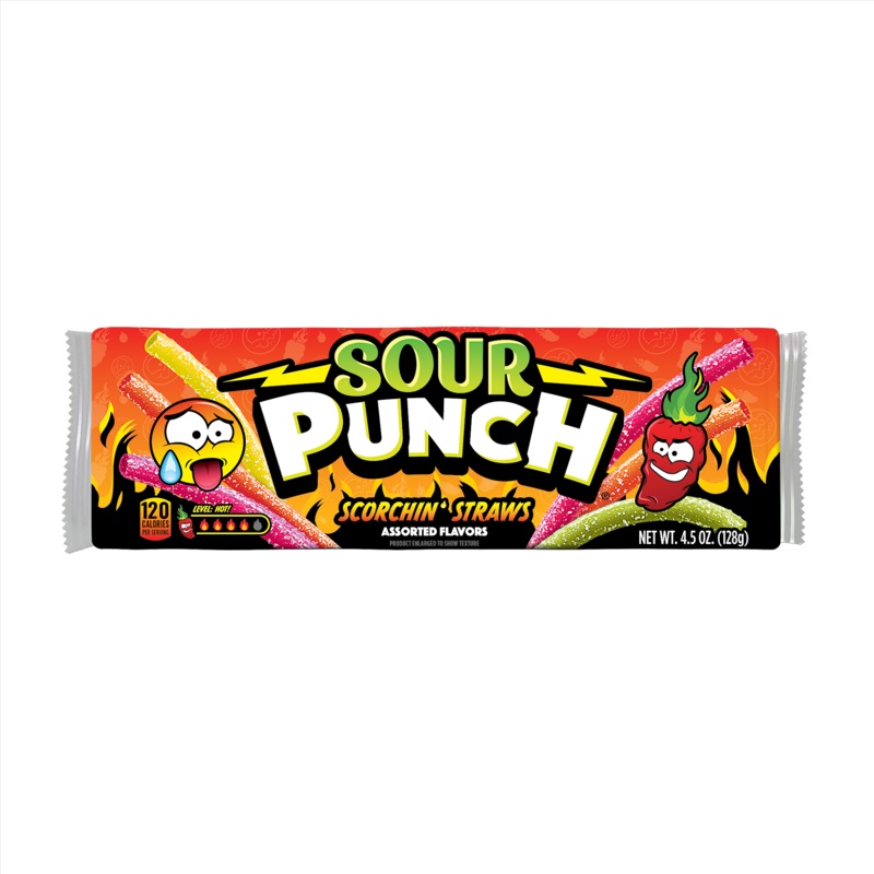 Sour Punch Scorchin’ Straws 4.5oz Tray Single