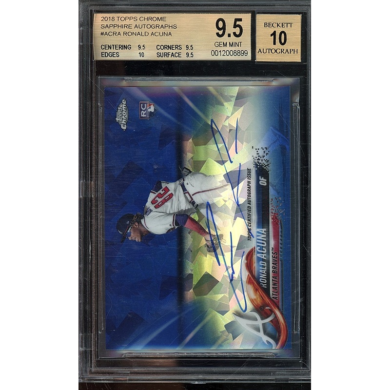 2018 TOPPS CHROME SAPPHIRE RONALD ACUNA JR #ACRA SAPPHIRE AUTO BGS 9/5/10