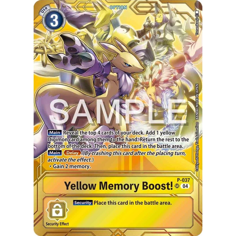 Yellow Memory Boost! – P-037 (Premium Card Collection – Memory Boost! Set) [P-037 P] [Digimon Promotion Cards] Foil Near Mint