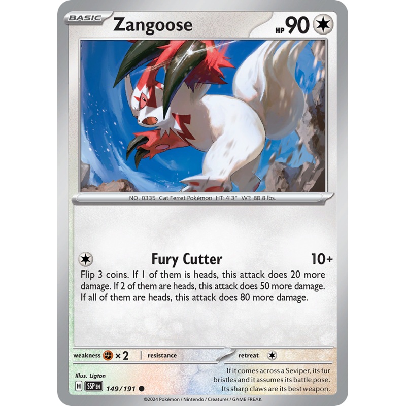 Zangoose – 149/191 – Reverse Holofoil Near Mint Reverse Holofoil