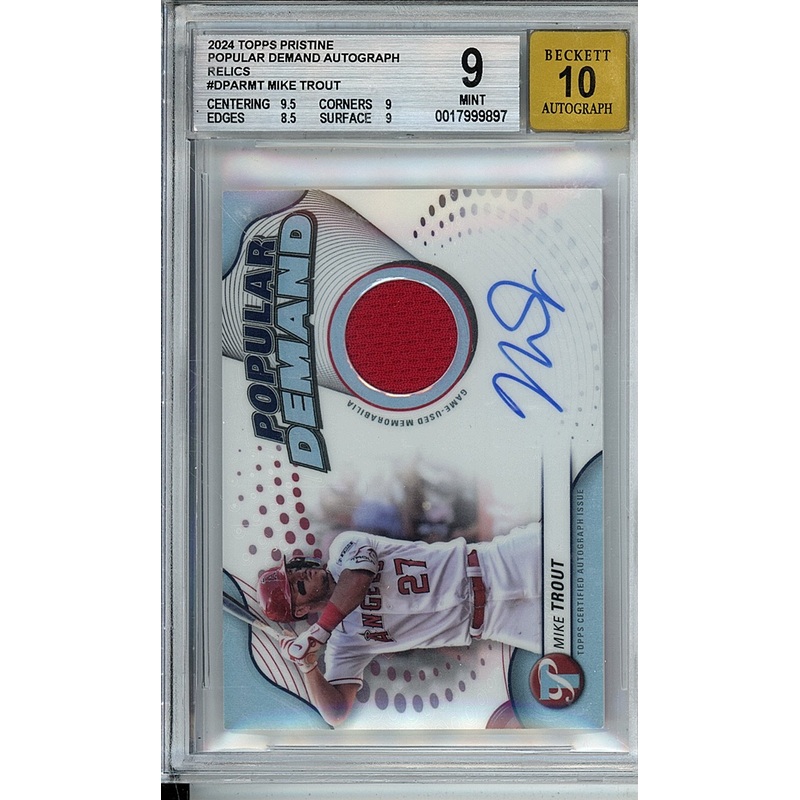 2024 Topps Pristine Popular Demand Autograph Relics Mike Trout BGS 9